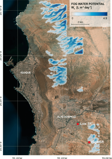 карта туманов в Чили
